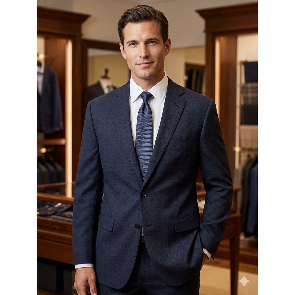 Brooks Brothers Mens 46L Navy Blue Lanificio Comero Italian Wool Suit Jacket
